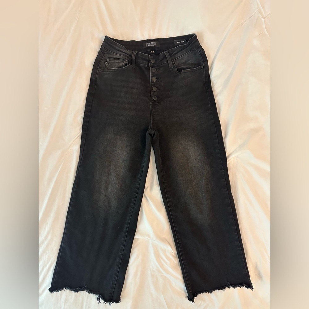 Judy Blue Black button fly wide crop Jeans Size  7/28